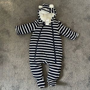 6-12 month boys hoodie Sherpa lined one-piece